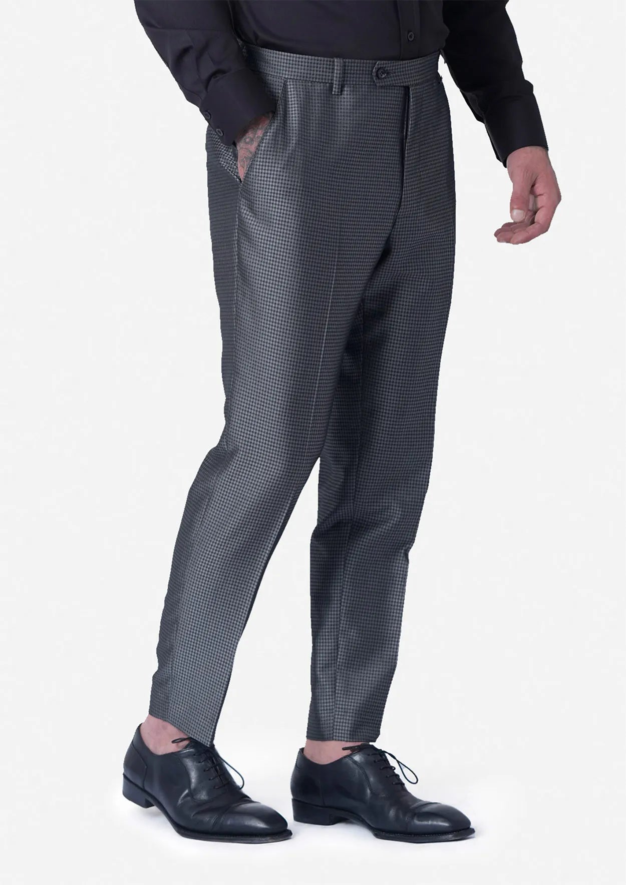 Grey Microcheck Pants - SARTORO