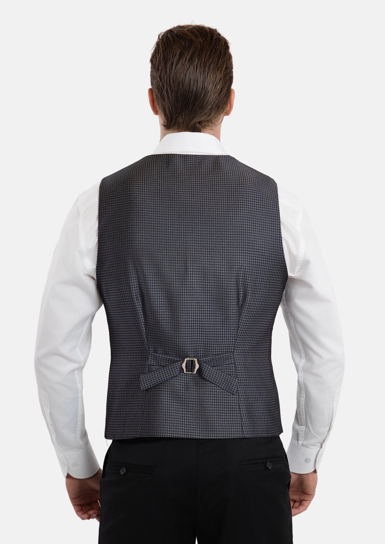 Grey Microcheck Vest - SARTORO