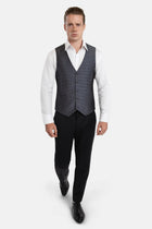 Grey Microcheck Vest - SARTORO658