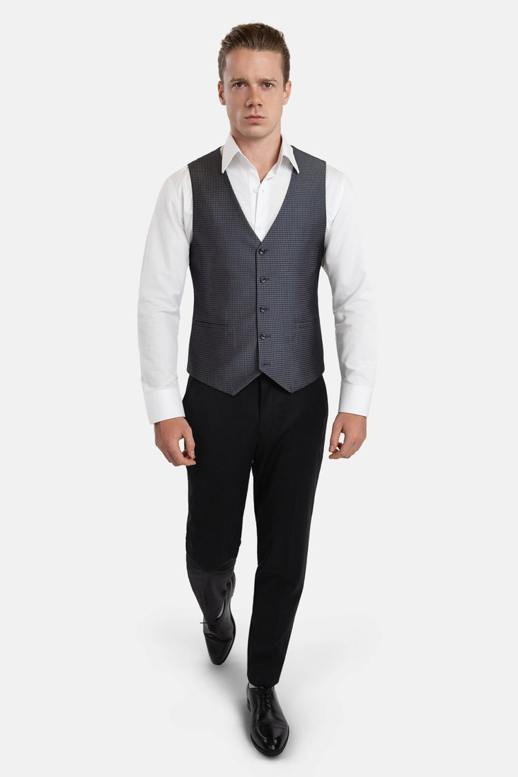 Grey Microcheck Vest - SARTORO749