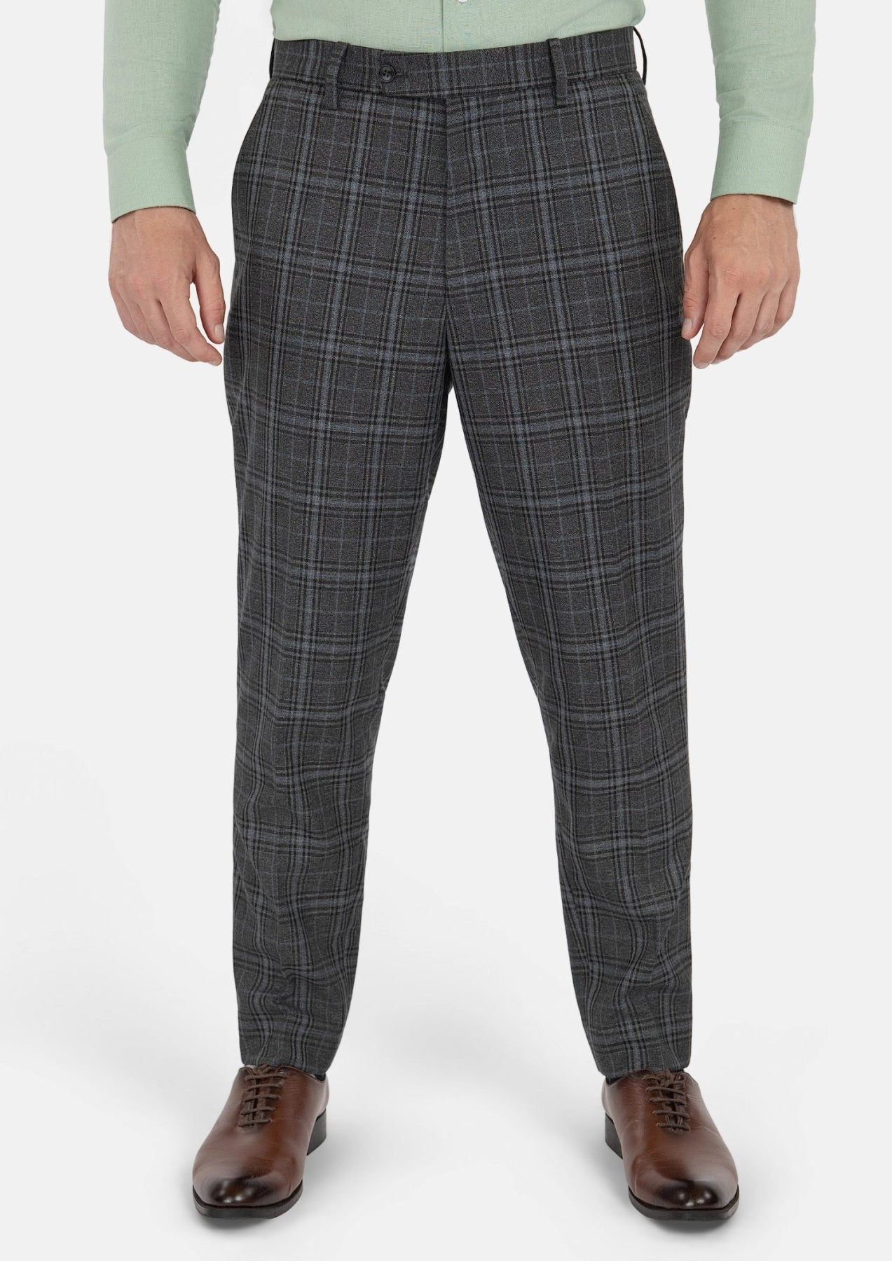 Grey Two - Tone Plaid Pants - SARTORO