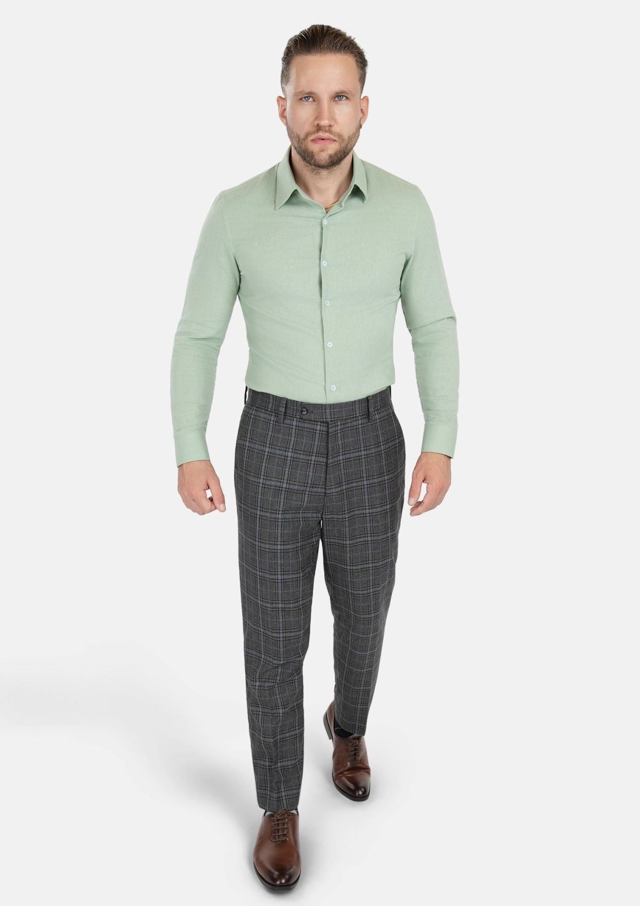 Grey Two - Tone Plaid Pants - SARTORO