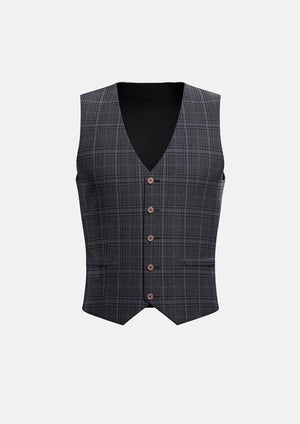 Grey Two-Tone Plaid Vest