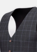 Grey Two - Tone Plaid Vest - SARTORO