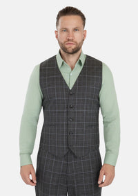 Grey Two-Tone Plaid Vest