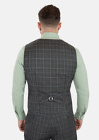 Grey Two - Tone Plaid Vest - SARTORO811