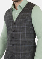 Grey Two - Tone Plaid Vest - SARTORO493