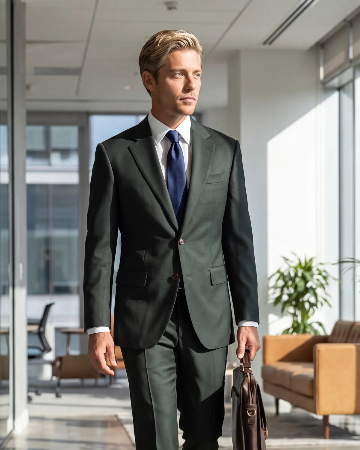 Heading to the office? Keep navy as the tie on dark green and save burgundy for a wedding or dinner.