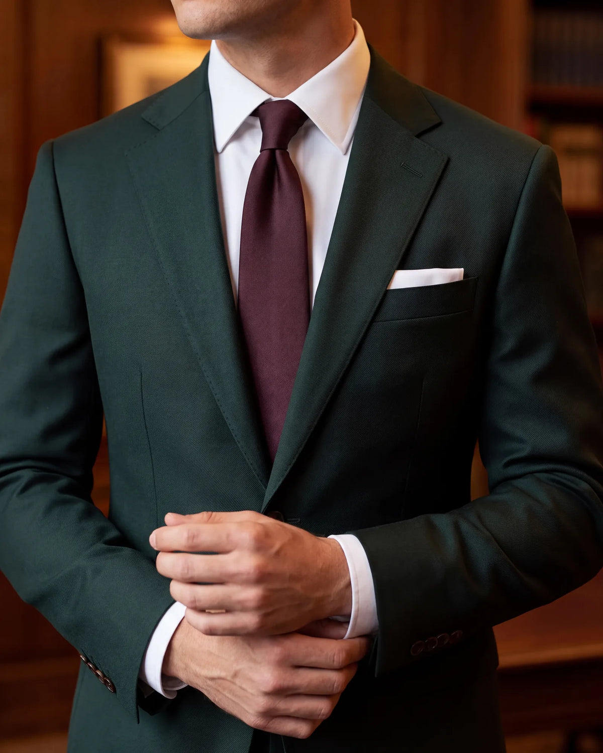 Want contrast on dark green? Burgundy sits opposite green on the color wheel, so the pairing looks deliberate.