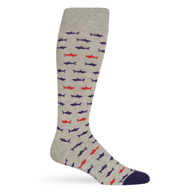 Heather Grey Sharks - Dress Socks - SARTORO429