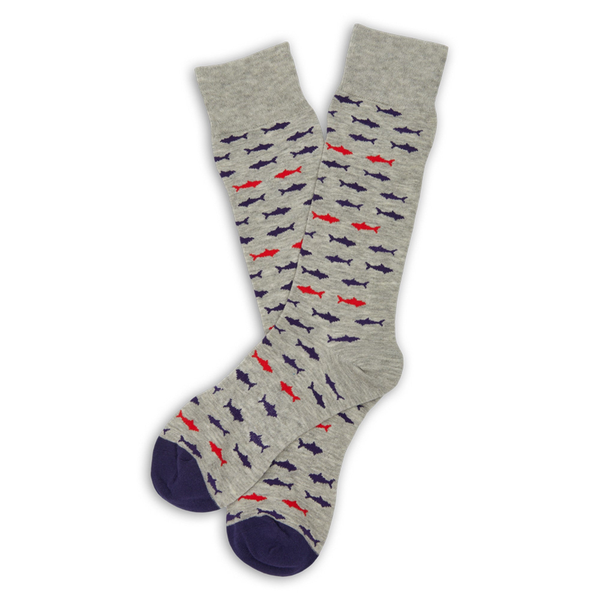 Heather Grey Sharks  - Dress Socks381