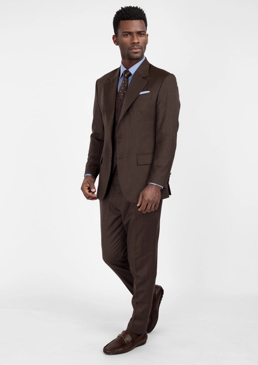 Hickory Brown Herringbone Ellis Suit - SARTORO