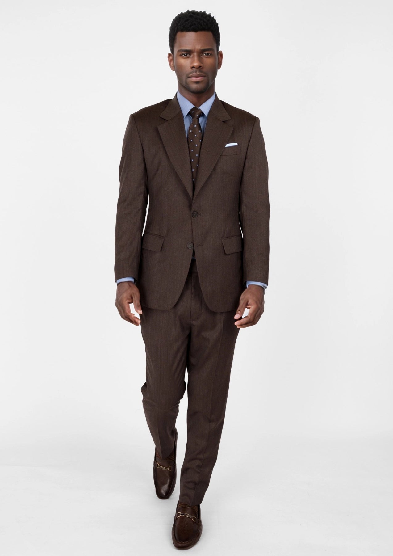Hickory Brown Herringbone Ellis Suit - SARTORO