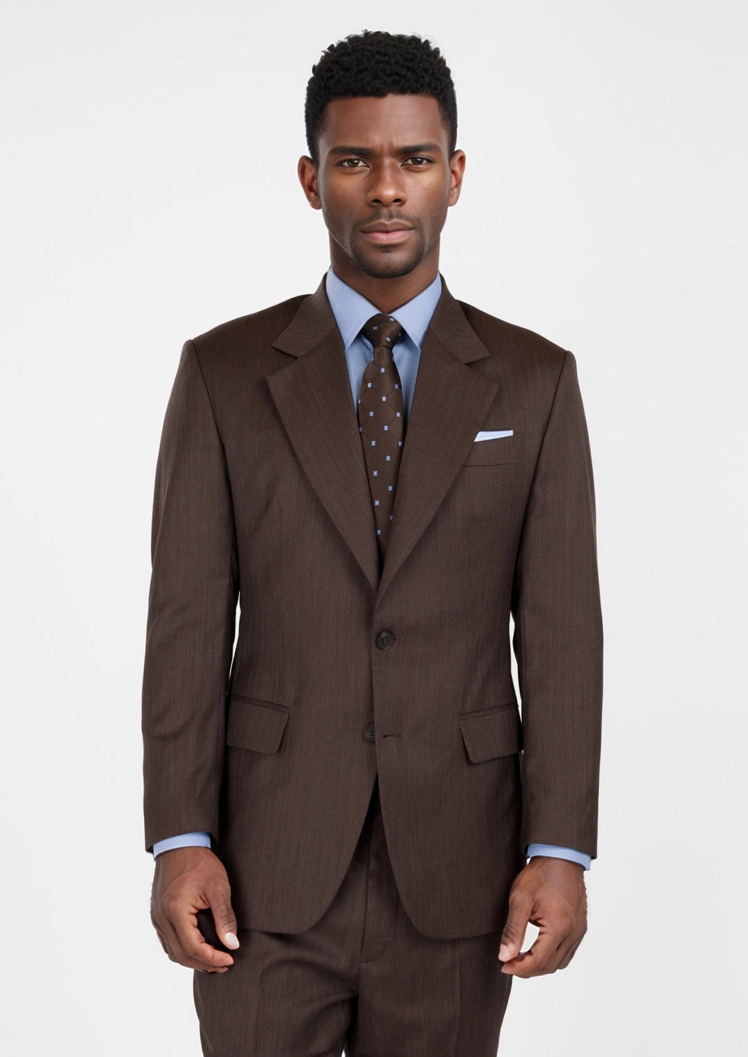 Hickory Brown Herringbone Ellis Suit - SARTORO