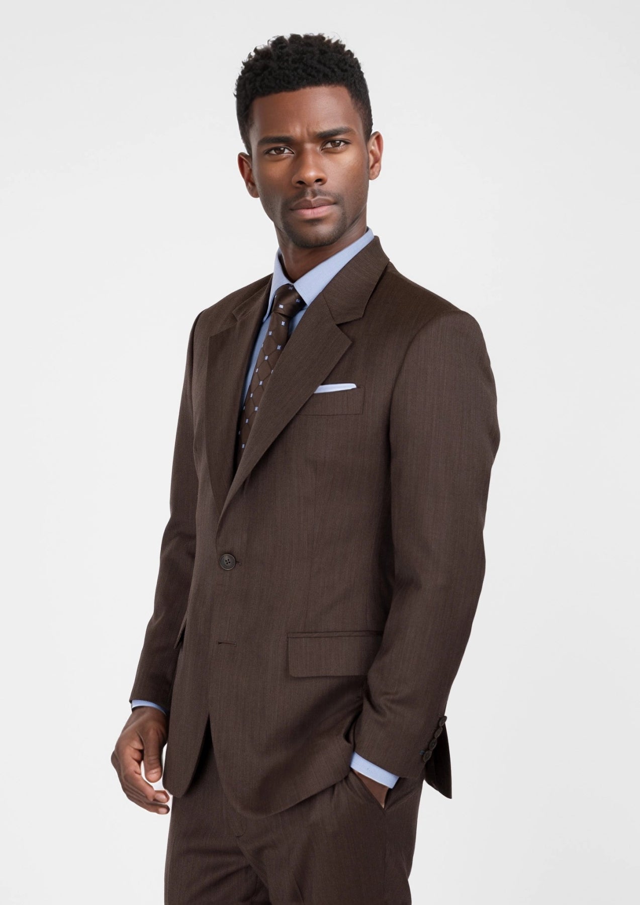 Hickory Brown Herringbone Ellis Suit - SARTORO