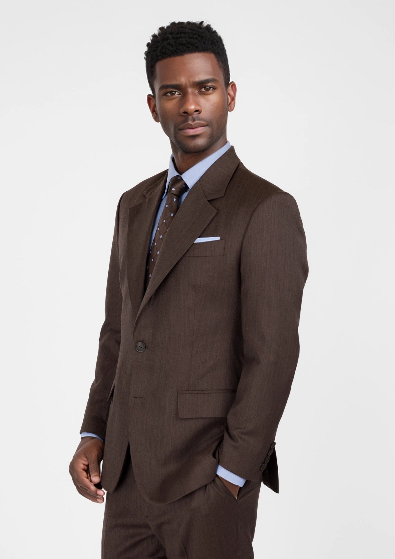 Hickory Brown Herringbone Ellis Suit - SARTORO