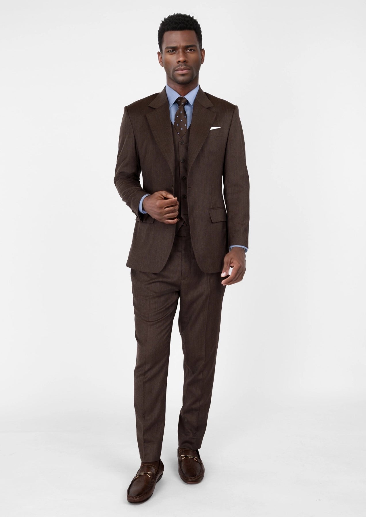 Hickory Brown Herringbone Ellis Suit - SARTORO