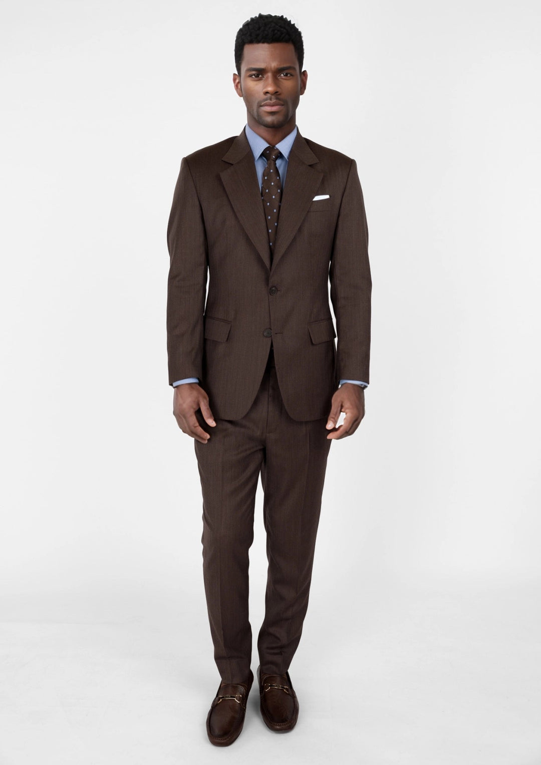 Hickory Brown Herringbone Ellis Suit - SARTORO