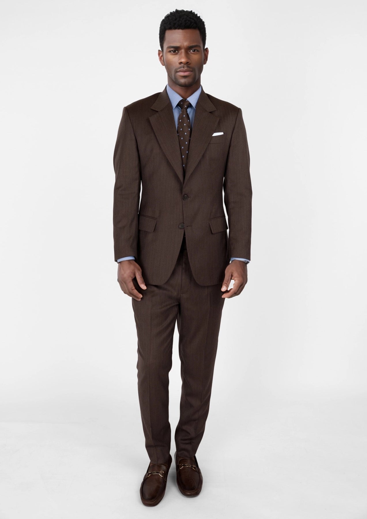 Hickory Brown Herringbone Ellis Suit - SARTORO