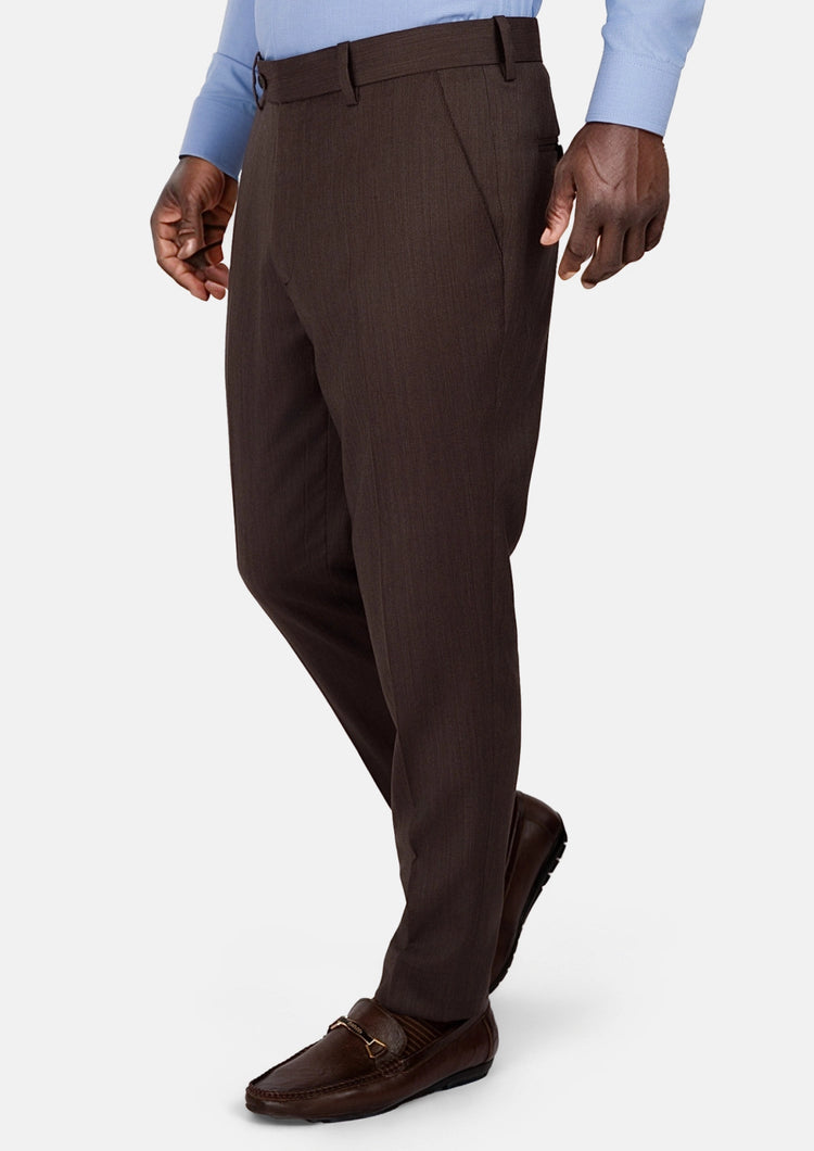 Hickory Brown Herringbone Pants - SARTORO564