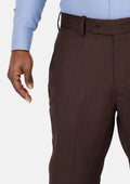 Hickory Brown Herringbone Pants - SARTORO