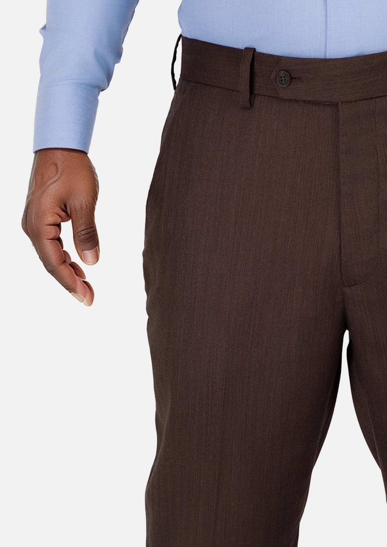 Hickory Brown Herringbone Pants - SARTORO