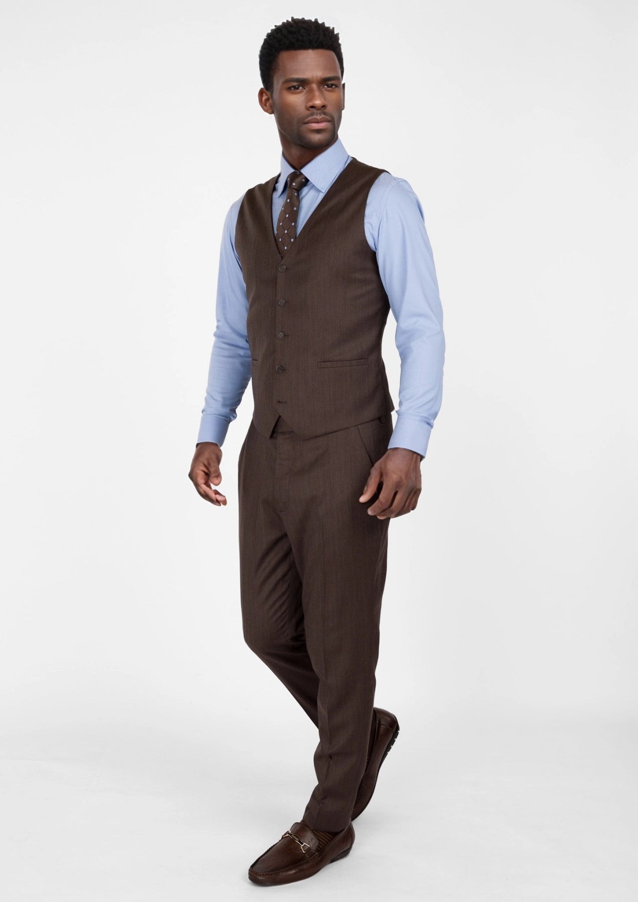 Hickory Brown Herringbone Vest - SARTORO