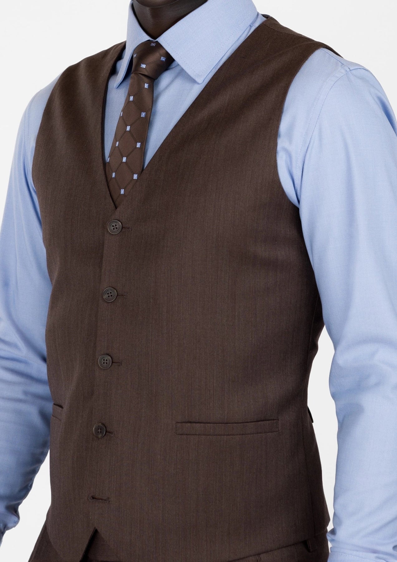 Hickory Brown Herringbone Vest - SARTORO