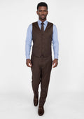 Hickory Brown Herringbone Vest - SARTORO