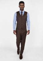 Hickory Brown Herringbone Vest - SARTORO909