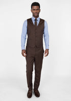 Hickory Brown Herringbone Vest - SARTORO630