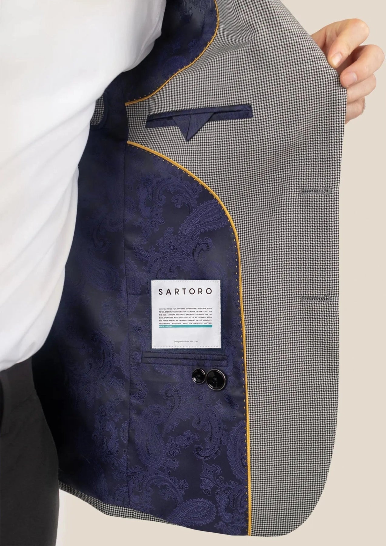 Hudson Grey Houndstooth Jacket - SARTORO