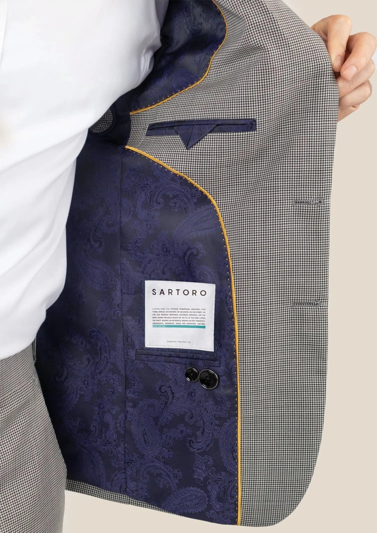 Hudson Grey Houndstooth Suit - SARTORO