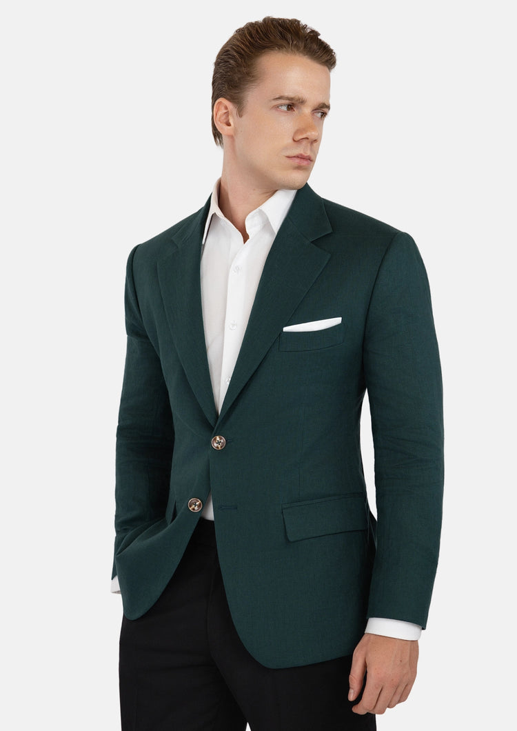 Hudson Phthalo Green Linen Jacket - SARTORO84