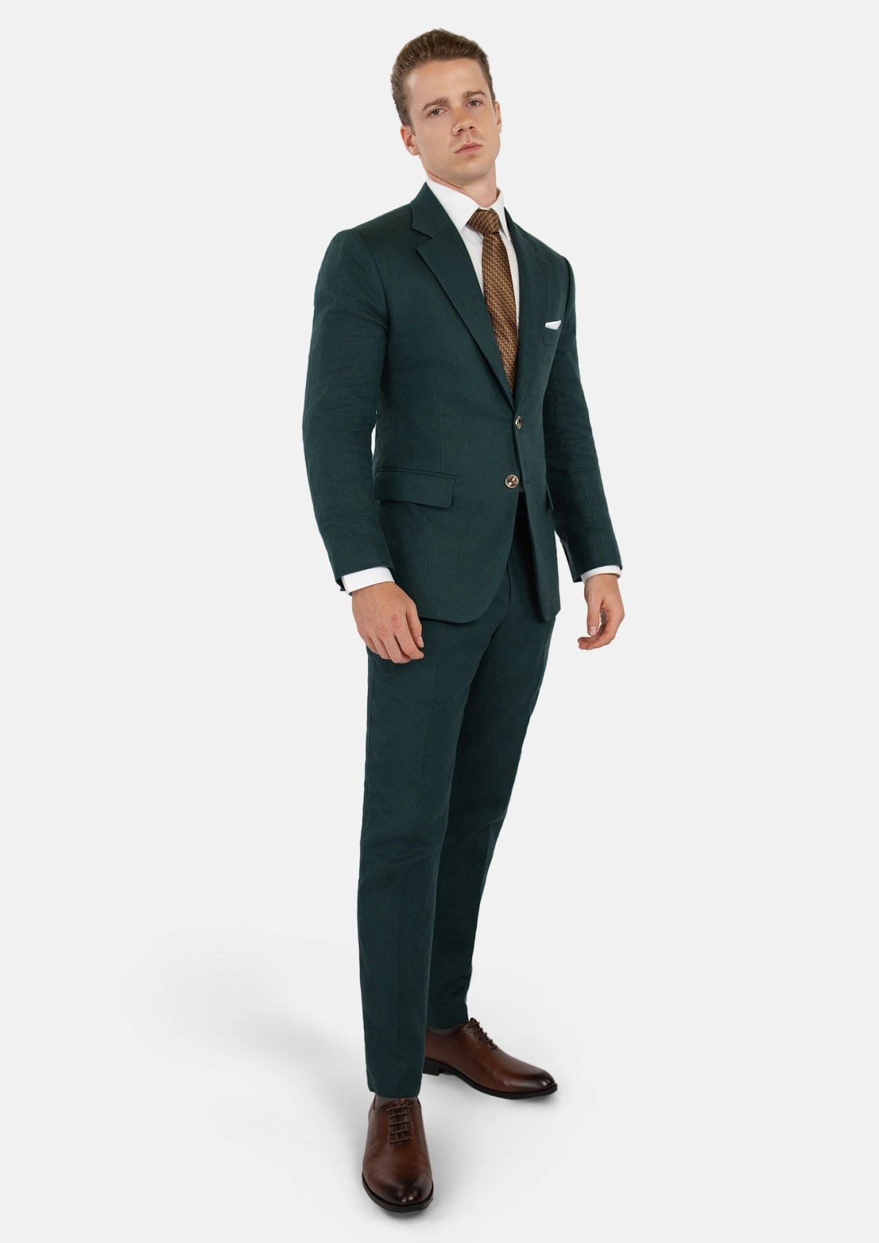 Men's Hudson Phthalo Green Linen Suit | SARTORO Men's Hudson Phthalo Green Linen Suit | SARTORO
