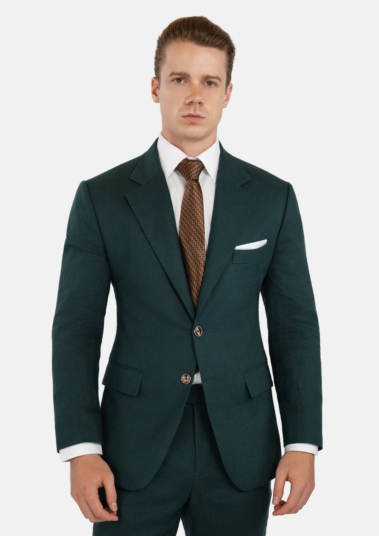 Men's Hudson Phthalo Green Linen Suit | SARTORO Men's Hudson Phthalo Green Linen Suit | SARTORO