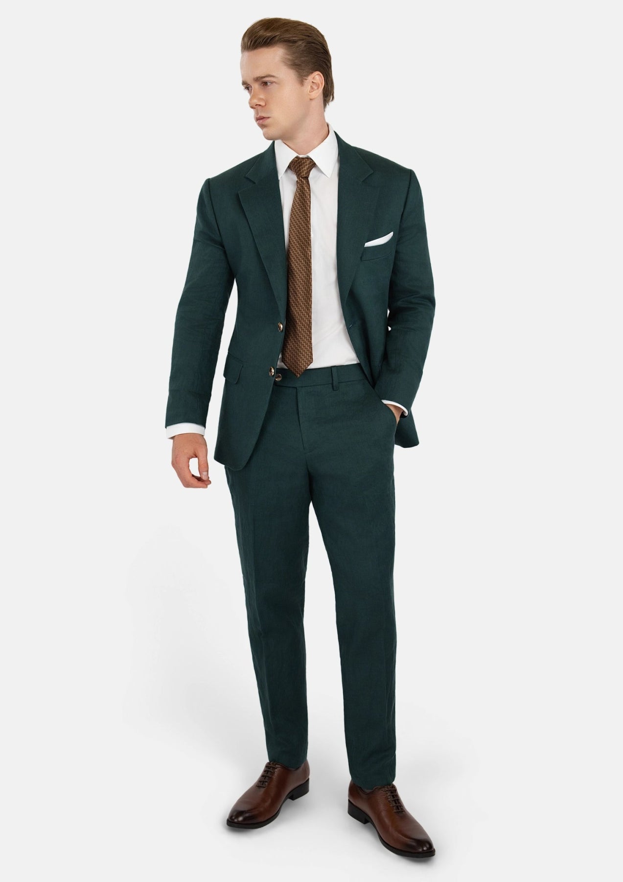 Hudson Phthalo Green Linen Suit - SARTORO