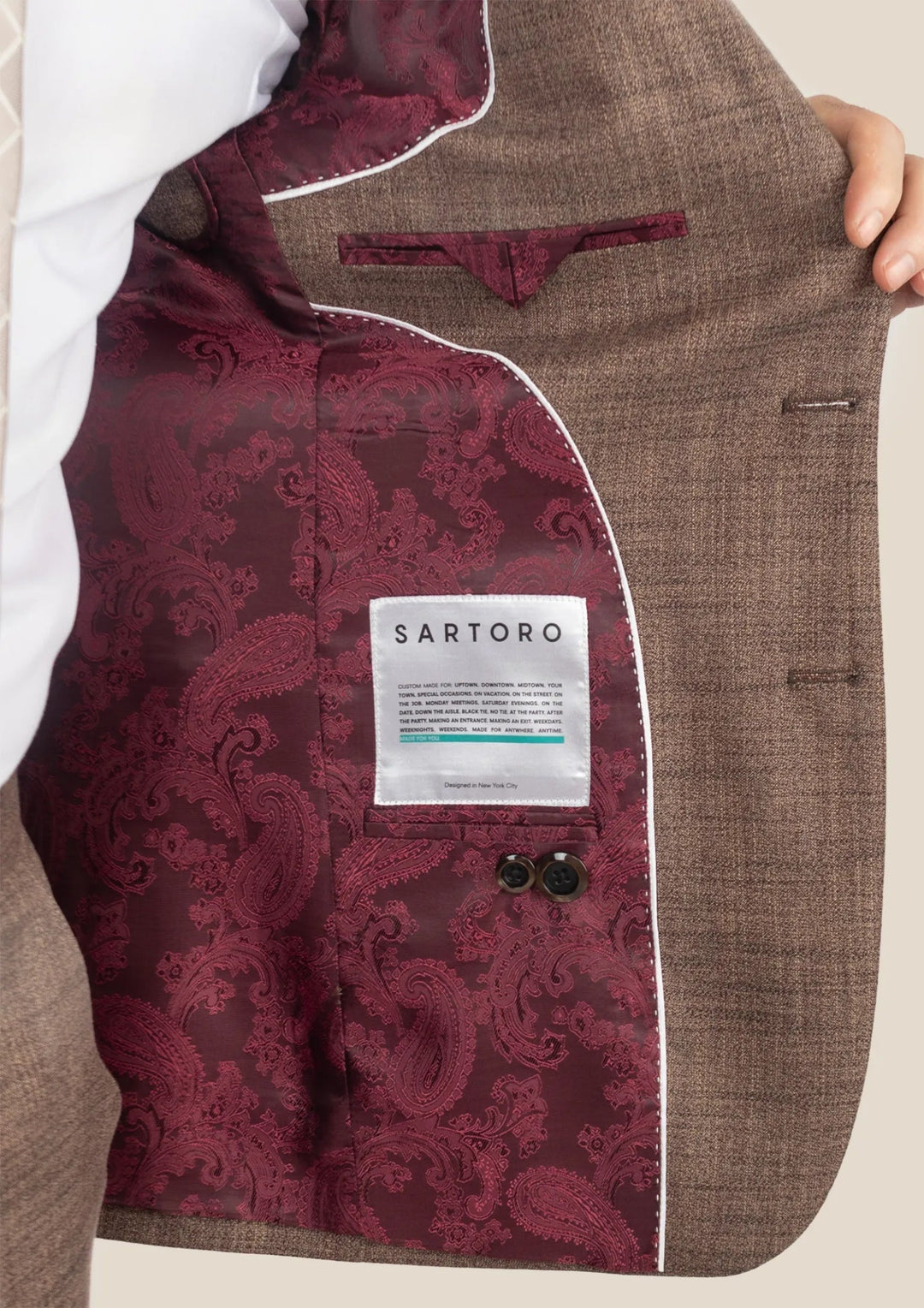 Hudson Tawny Brown Hopsack Suit - SARTORO