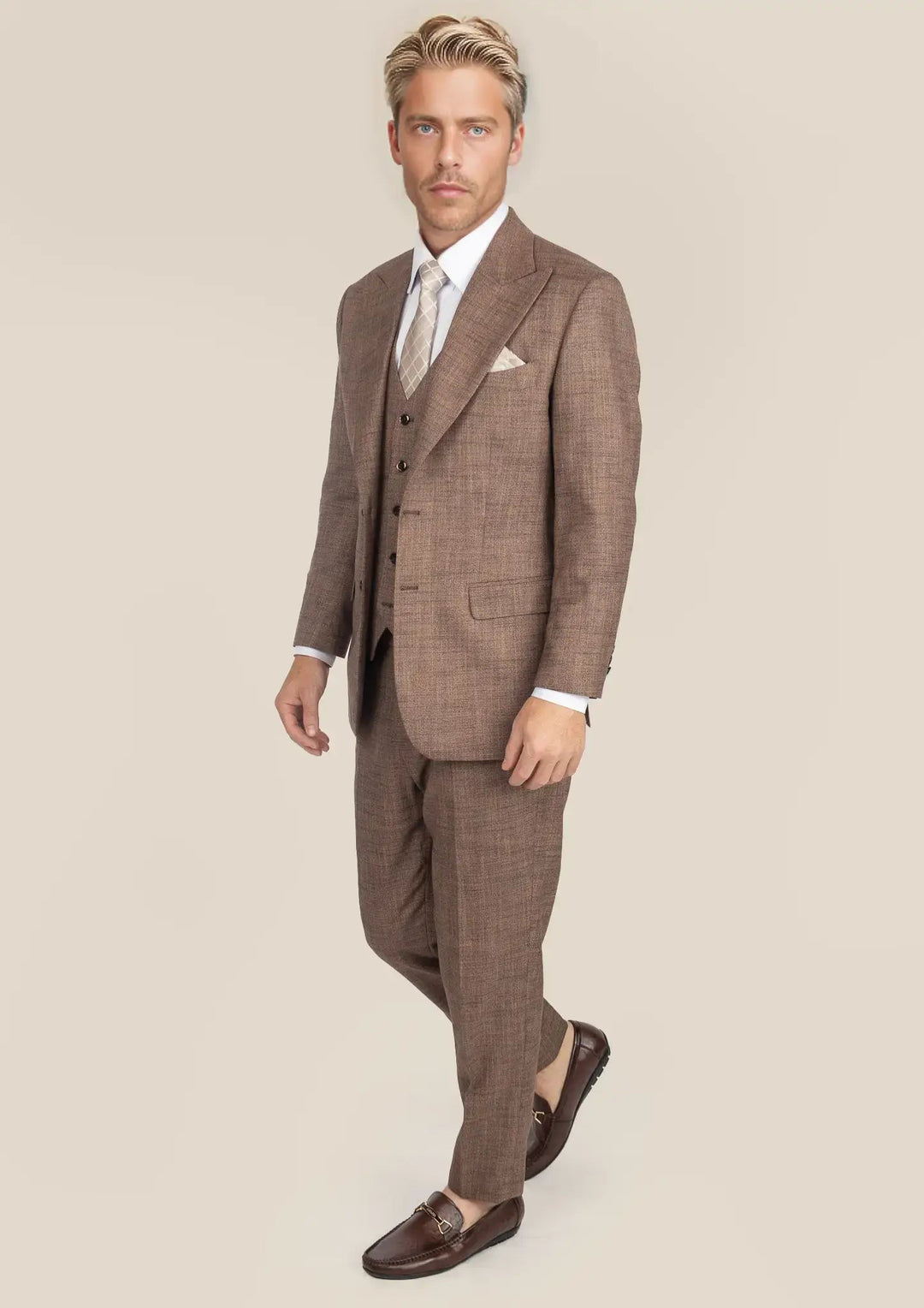 Hudson Tawny Brown Hopsack Suit - SARTORO