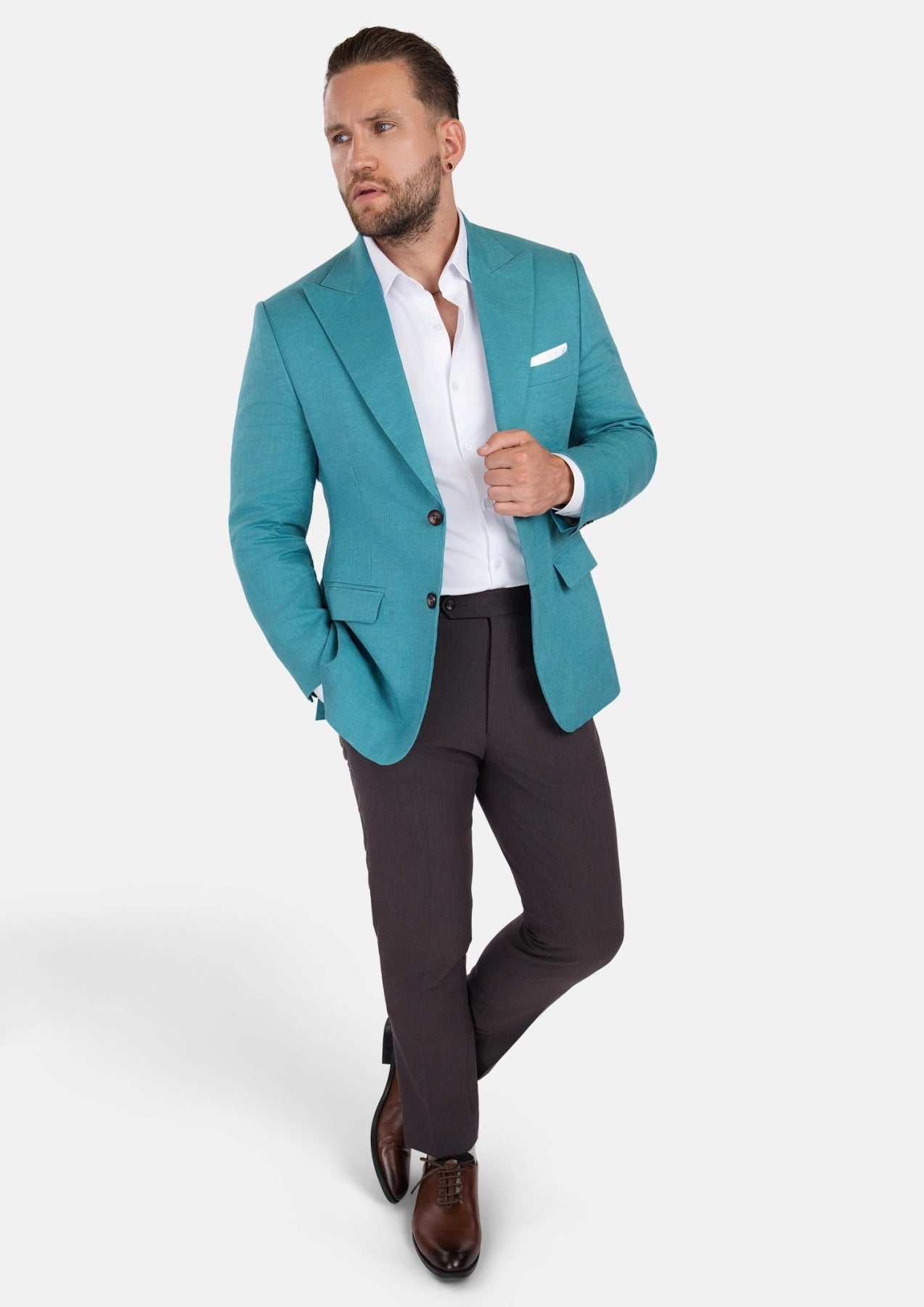 Hudson Turkish Blue Linen Jacket - SARTORO