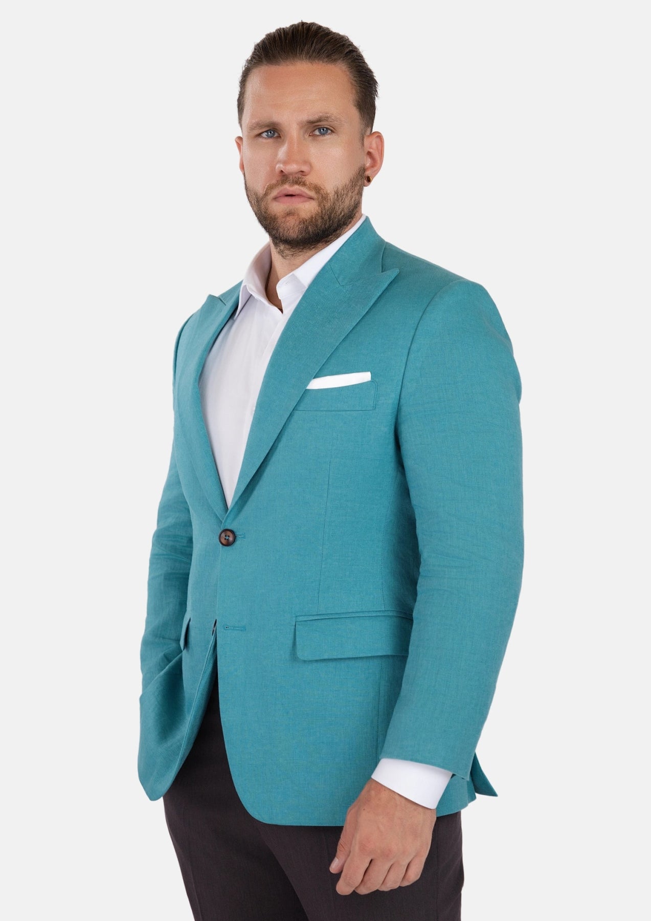 Hudson Turkish Blue Linen Jacket - SARTORO