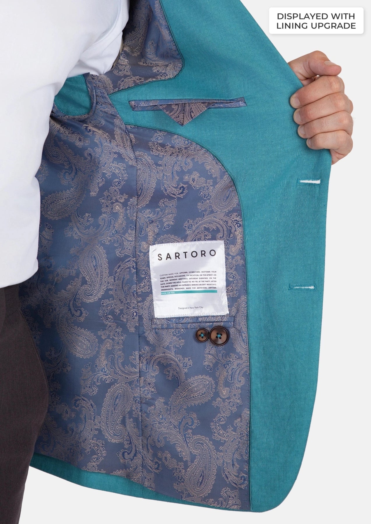 Hudson Turkish Blue Linen Jacket - SARTORO