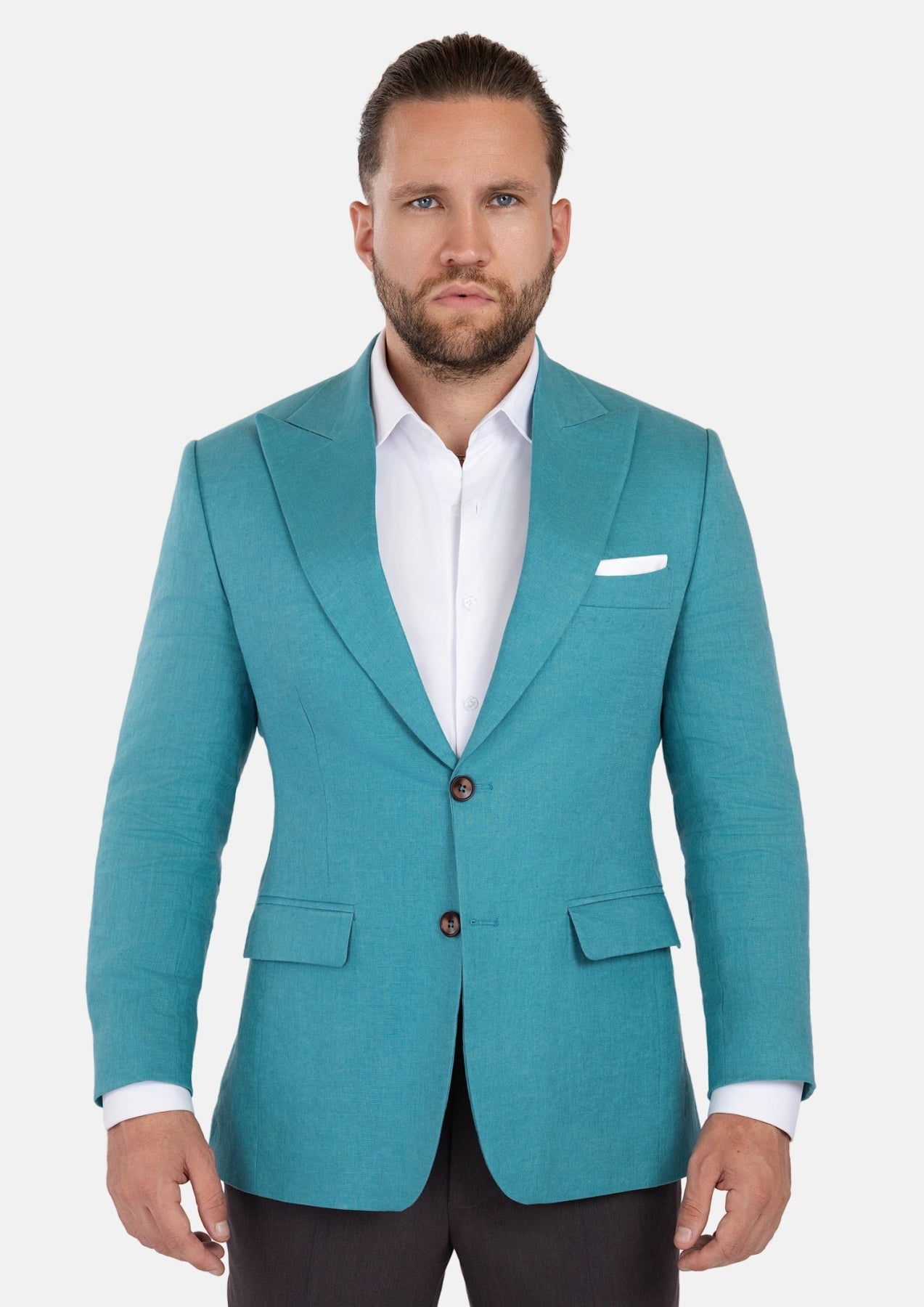 Hudson Turkish Blue Linen Jacket - SARTORO
