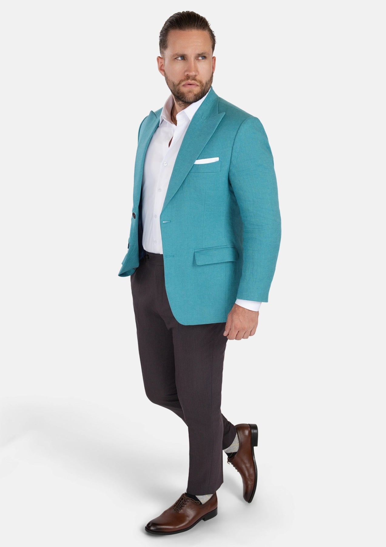 Hudson Turkish Blue Linen Jacket - SARTORO