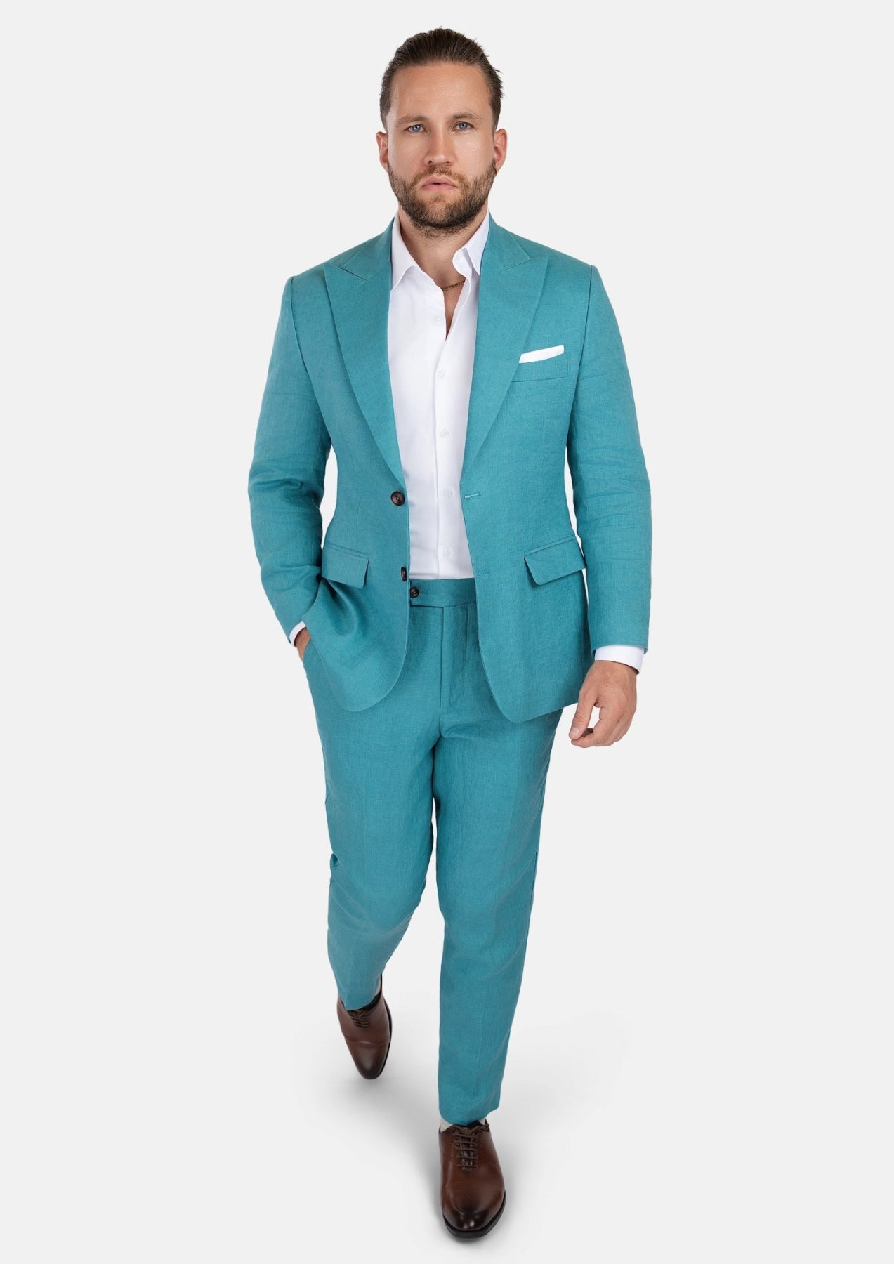 Hudson Turkish Blue Linen Suit - SARTORO