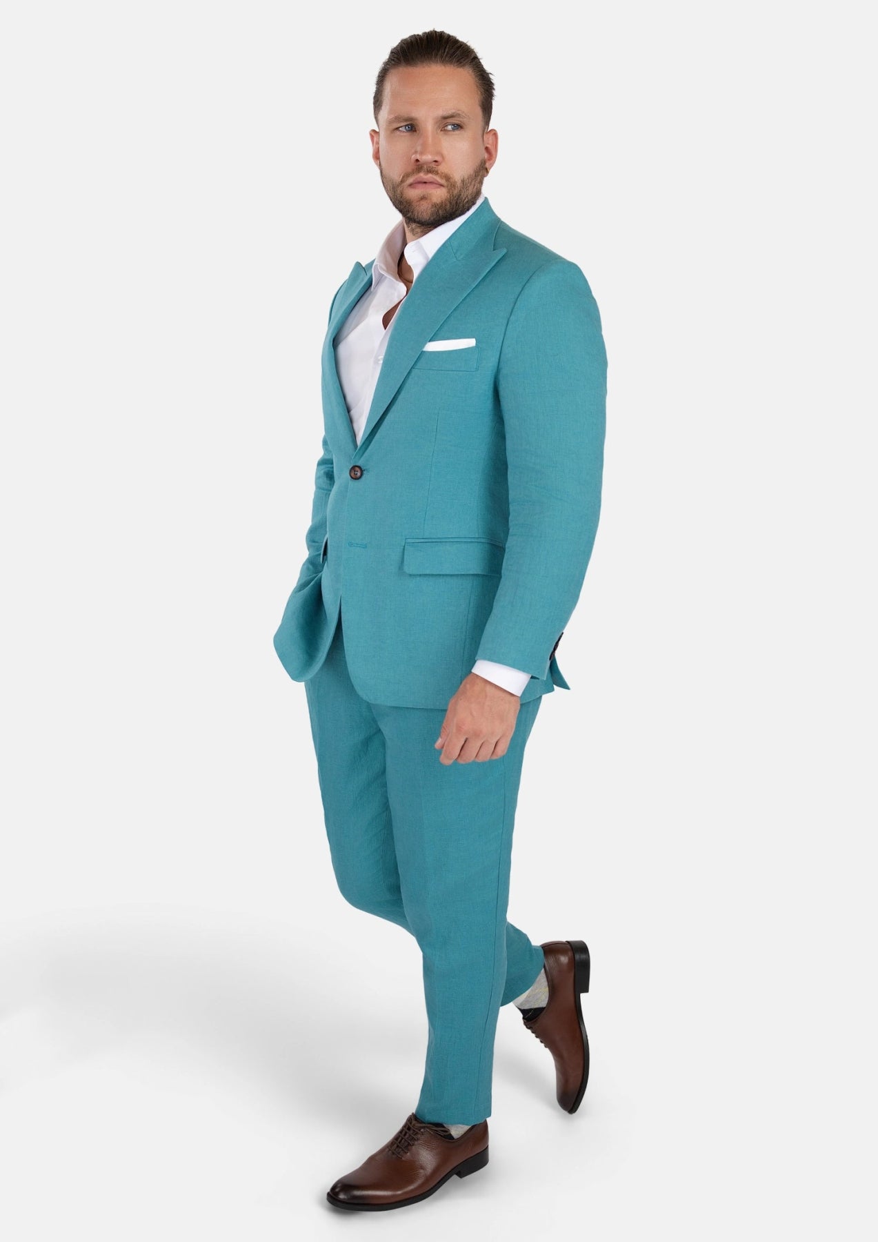 Hudson Turkish Blue Linen Suit - SARTORO