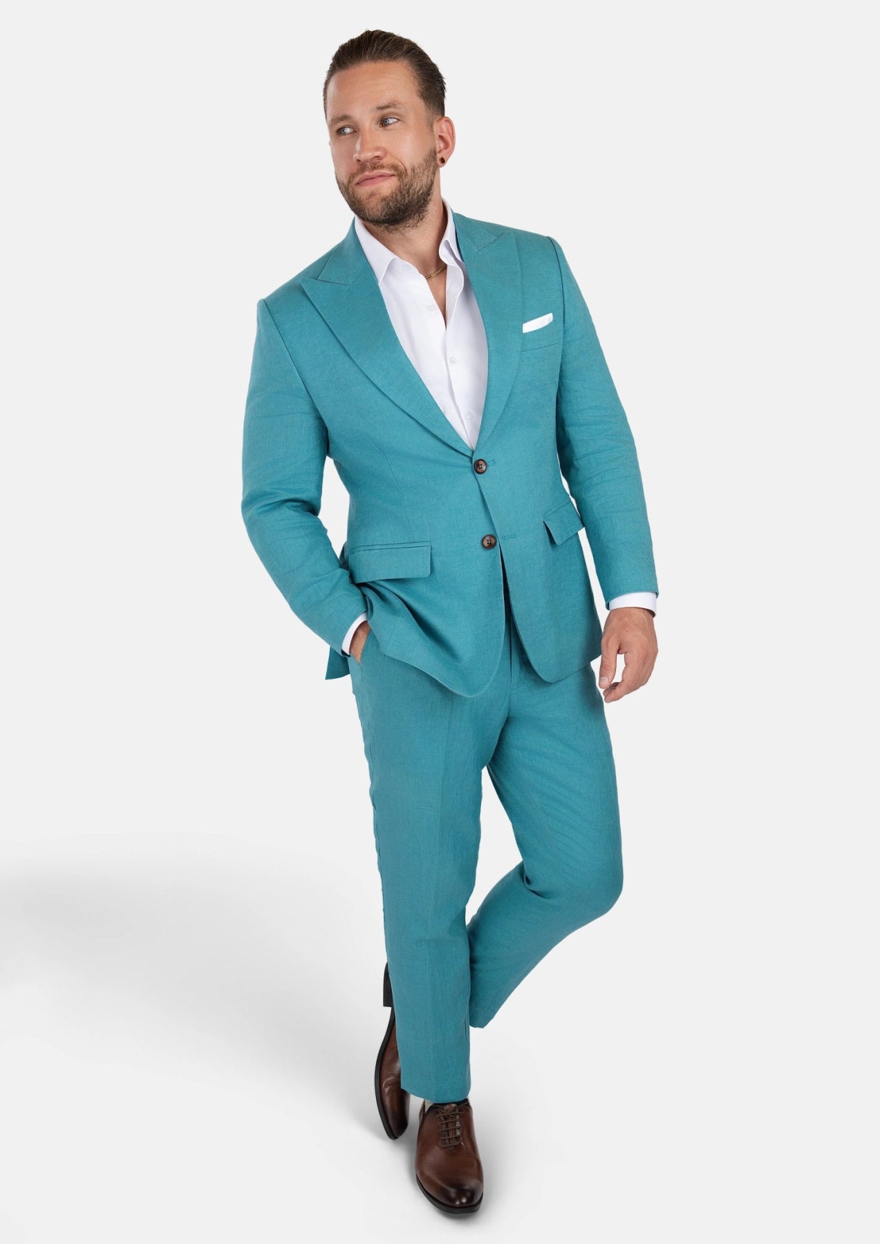 Hudson Turkish Blue Linen Suit - SARTORO