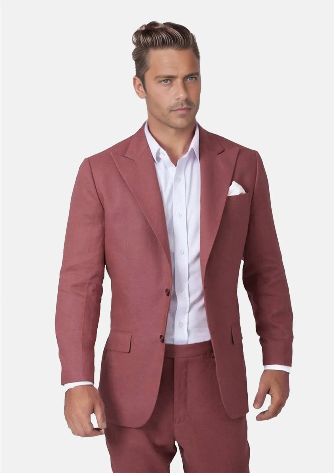 Hudson Tuscan Red Linen Suit - SARTORO