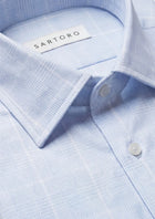 Ice Blue Glen Check Shirt - SARTORO996