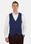 Indigo Blue Windowpane Vest